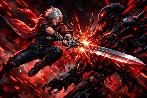 Gothic and neon cityscape environment from the Devil May Cry video game