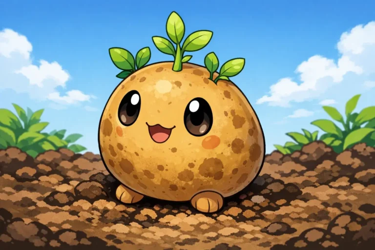 Concept art of Taterbug, a fan-made Grass/Ground type Potato Pokémon